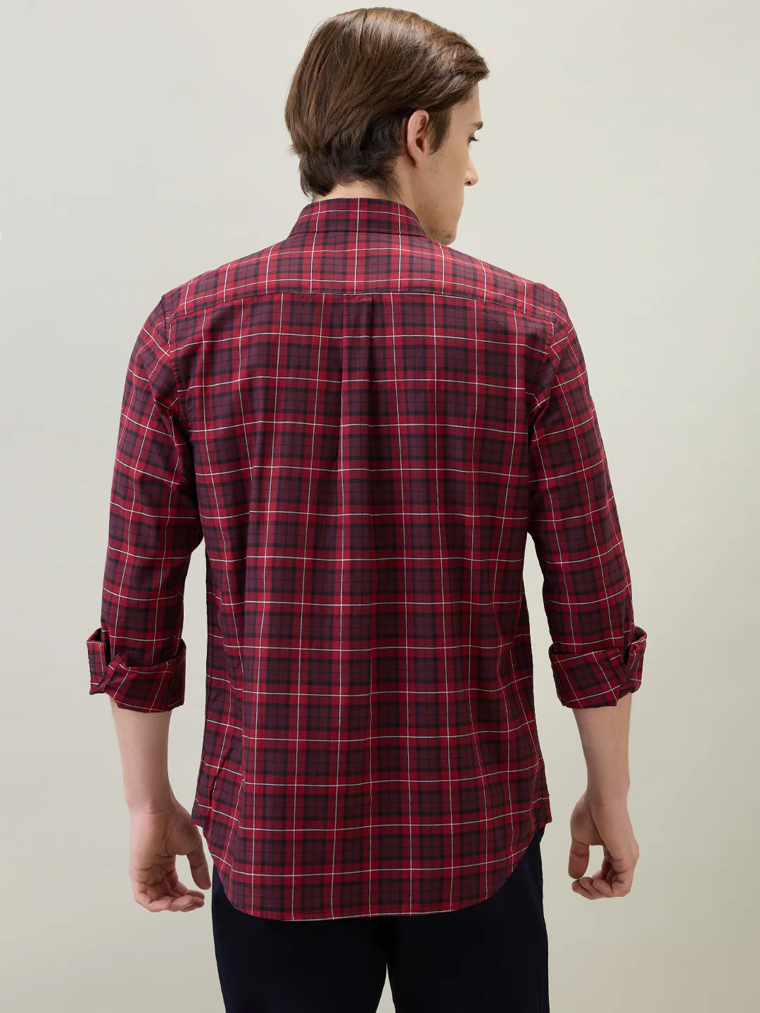 Raymond Men Brown Checks Regular Fit Cotton Full Sleeve Casual Shirt - Image 4
