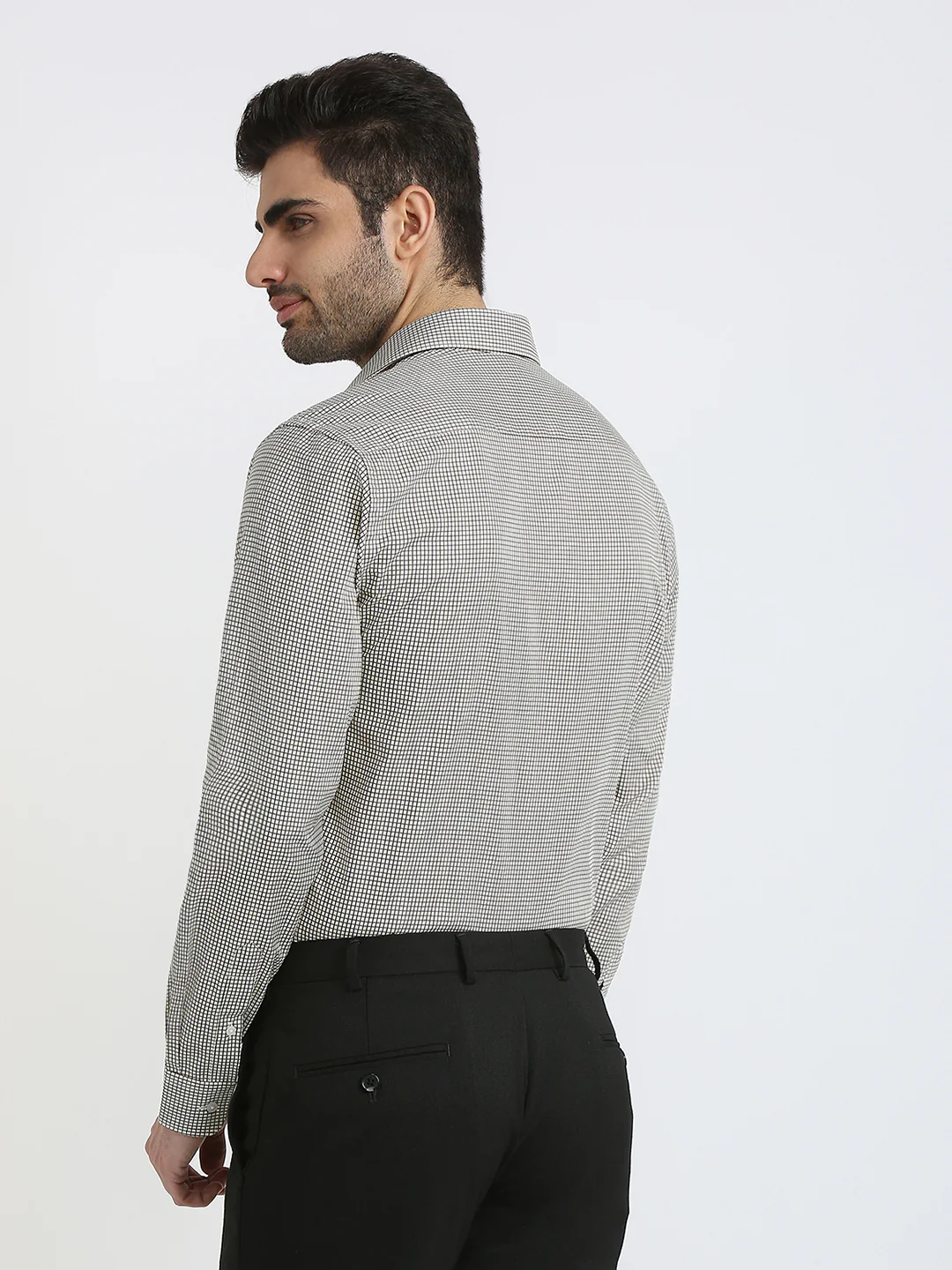 Raymond Men Brown Checks Slim Fit Cotton Formal Shirt - Image 4