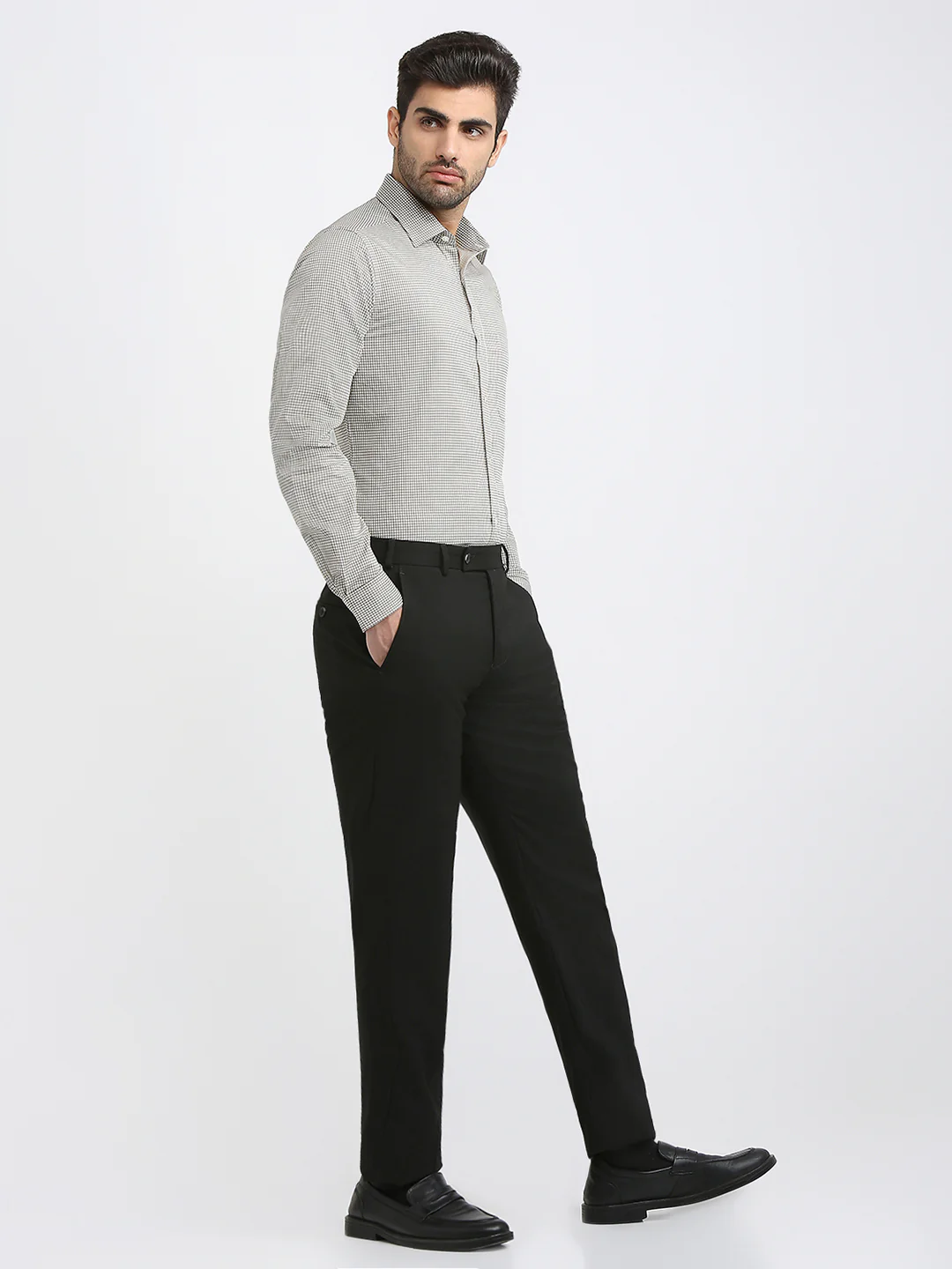 Raymond Men Brown Checks Slim Fit Cotton Formal Shirt - Image 5