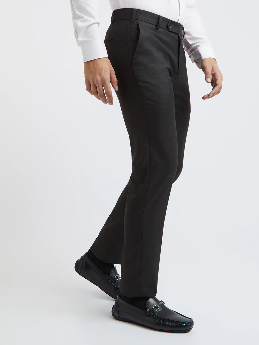 Raymond Men Brown Checks Slim Fit Polyester Blend Trouser - Image 2