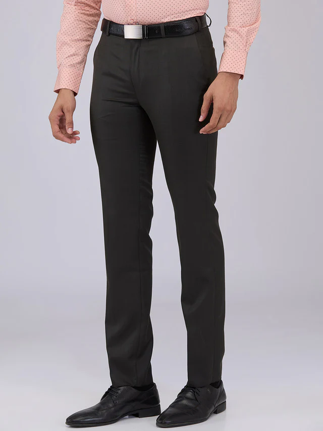 Raymond Men Brown Checks Slim Fit Polyester Blend Trouser - Image 3