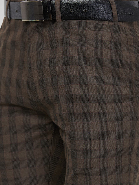 Raymond Men Brown Checks Slim Fit Polyester Blend Trouser - Image 7