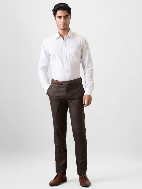 Raymond Men Brown Checks Slim Fit Polyester Blend Trouser - Image 5