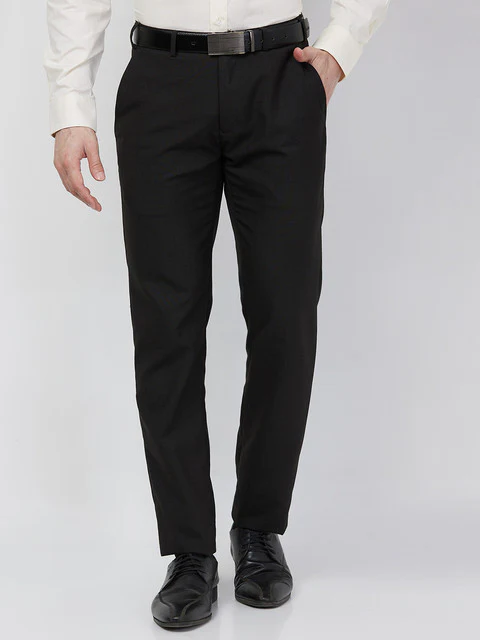Raymond Men Brown Checks Slim Fit Polyester Blend Trouser