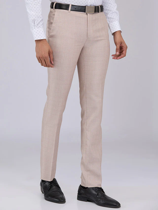 Raymond Men Brown Checks Slim Fit Polyester Blend Trouser - Image 2