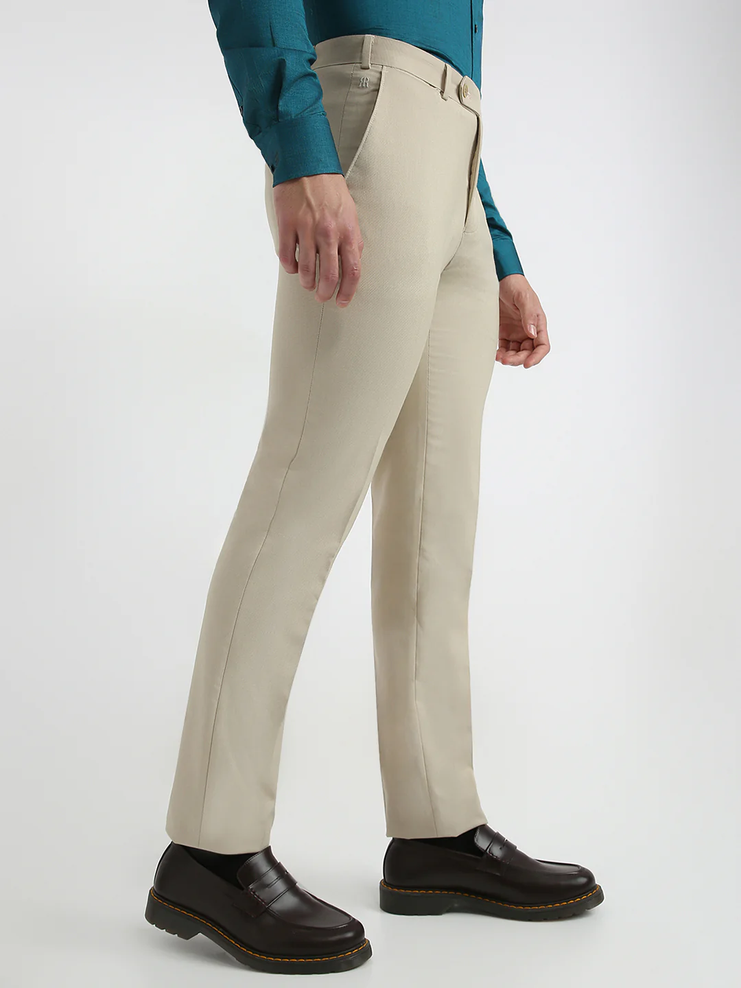 Raymond Men Brown Checks Slim Fit Polyester Blend Trouser - Image 2