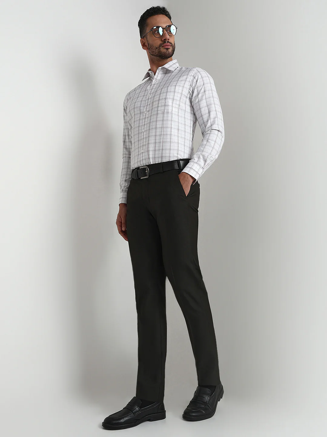 Raymond Men Brown Checks Slim Fit Polyester Blend Trouser - Image 5