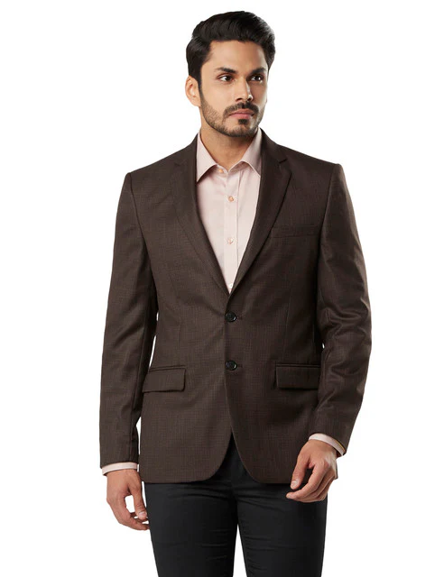 Raymond Men Brown Contemporary Fit Polyester Blend Blazer