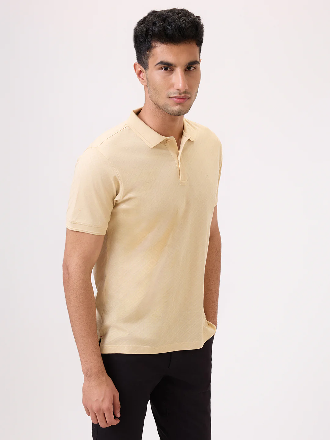 Raymond Men Brown Jacquard Regular Fit Cotton T-Shirt - Image 4