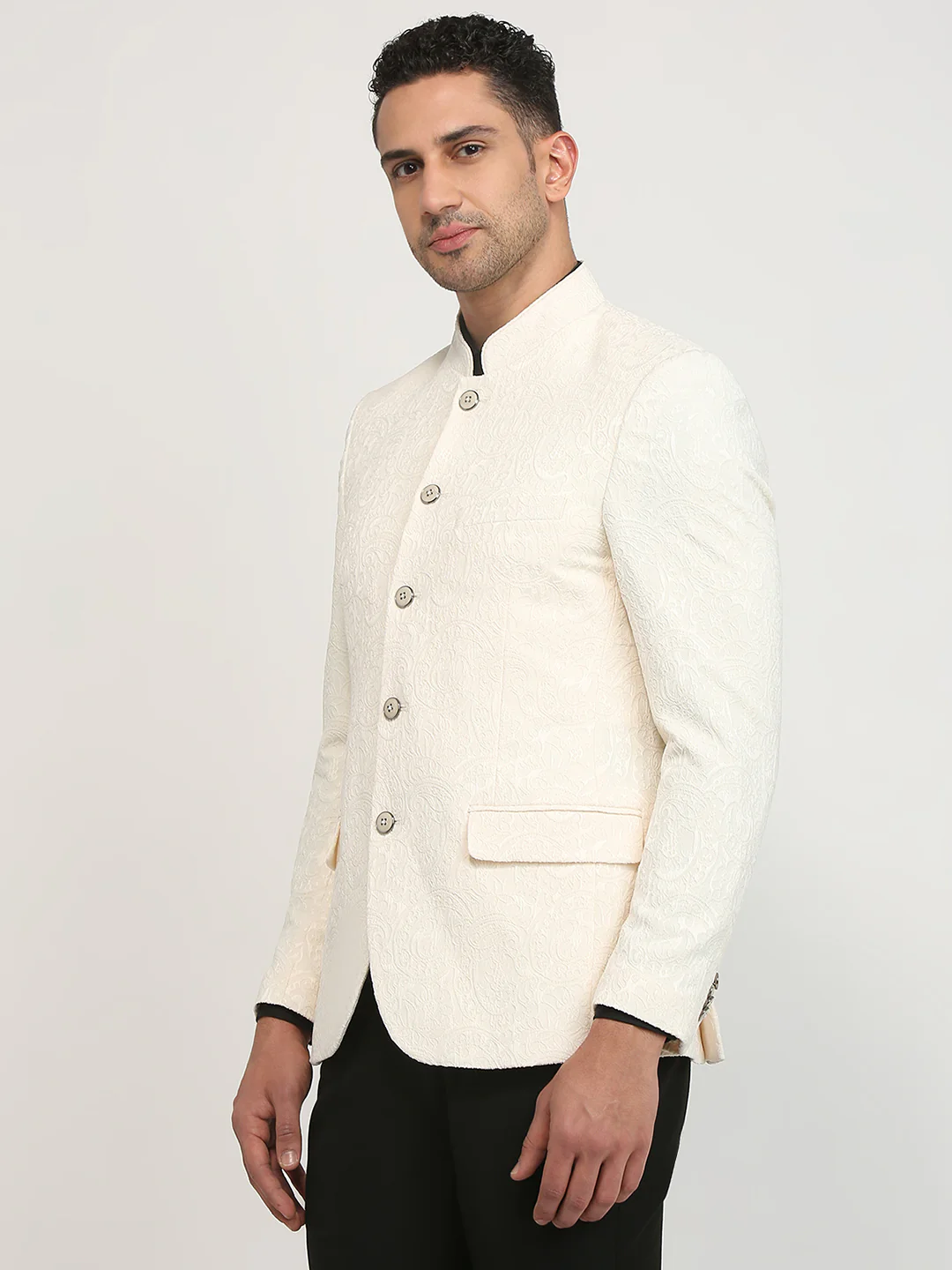 Raymond Men Brown Jacquard Regular Fit Polyester Blend Blazer - Image 2