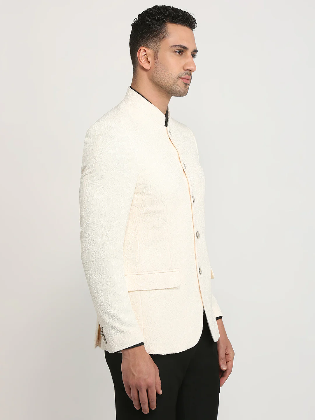 Raymond Men Brown Jacquard Regular Fit Polyester Blend Blazer - Image 3