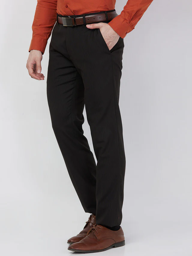 Raymond Men Brown Plain Slim Fit Polyester Blend Trouser - Image 3