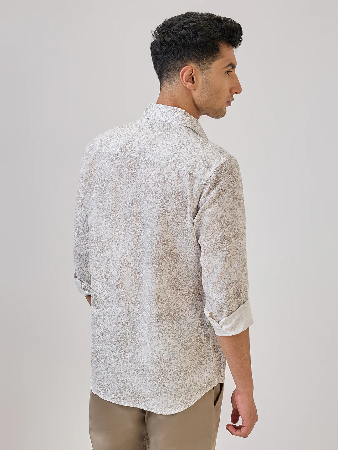 Raymond Men Brown Print Contemporary Fit Cotton Blend Formal Shirt - Image 5