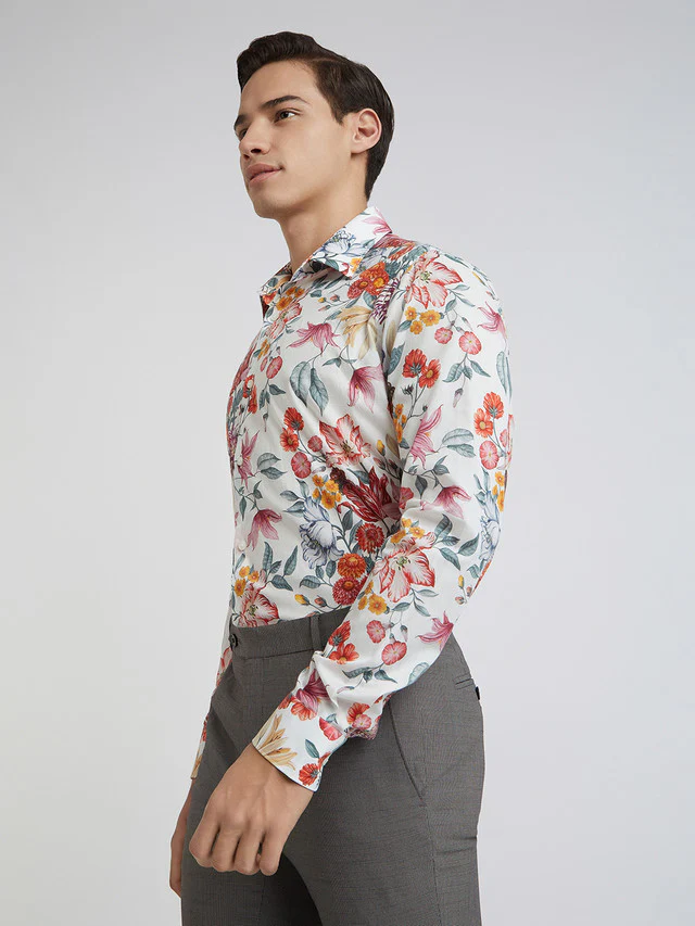 Raymond Men Brown Print Regular Fit Cotton Formal Shirt - Image 3