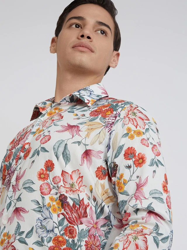 Raymond Men Brown Print Regular Fit Cotton Formal Shirt - Image 6