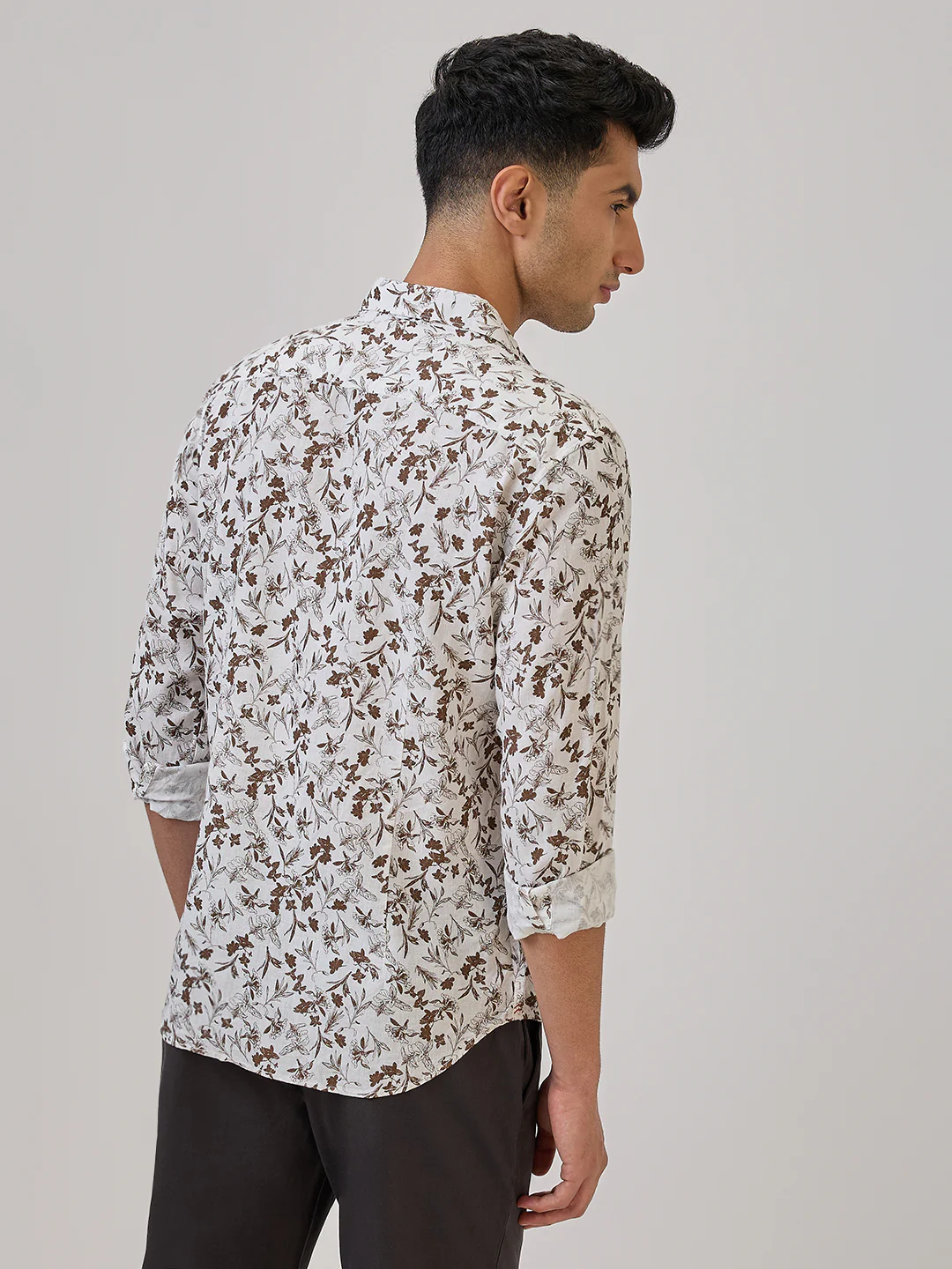 Raymond Men Brown Print Regular Fit Linen Blend Casual Shirt - Image 4