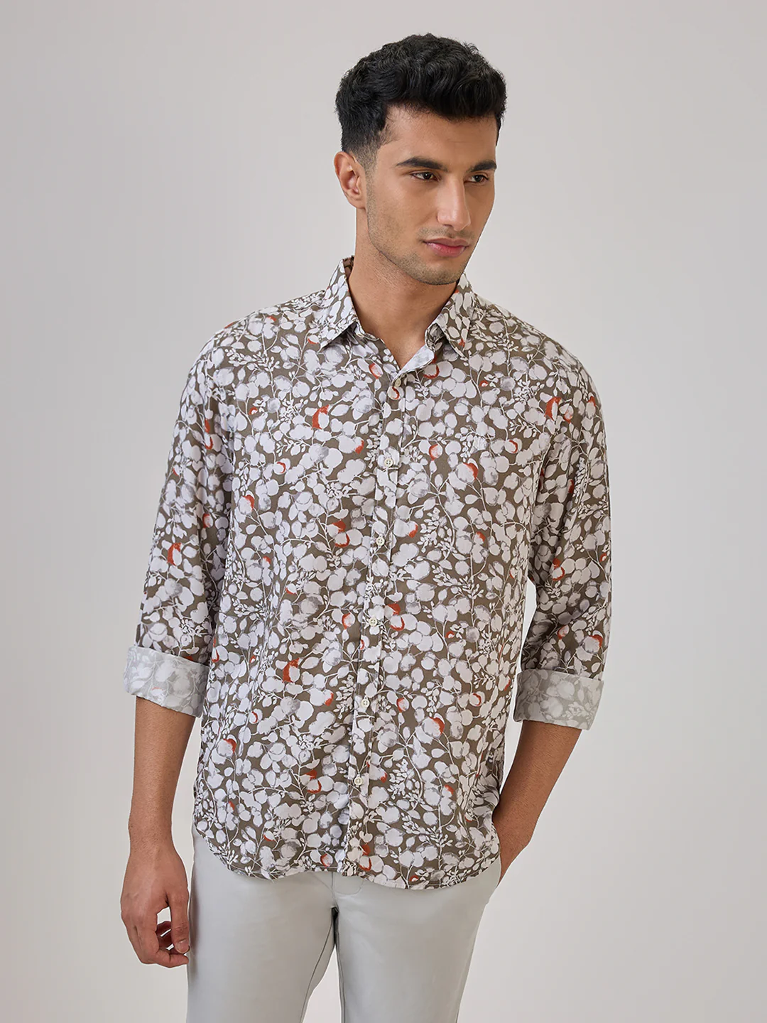Raymond Men Brown Print Regular Fit Tencel Casual Shirt - Image 2