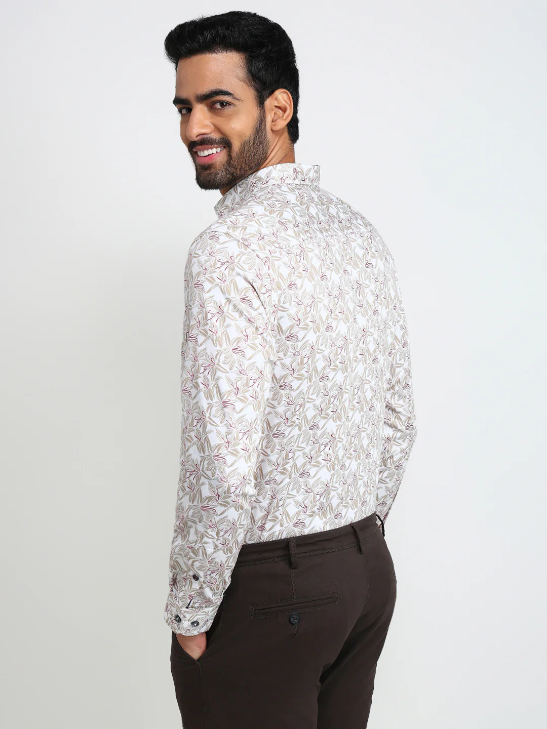 Raymond Men Brown Printed Regular Fit Cotton Casual Shirt - Image 4