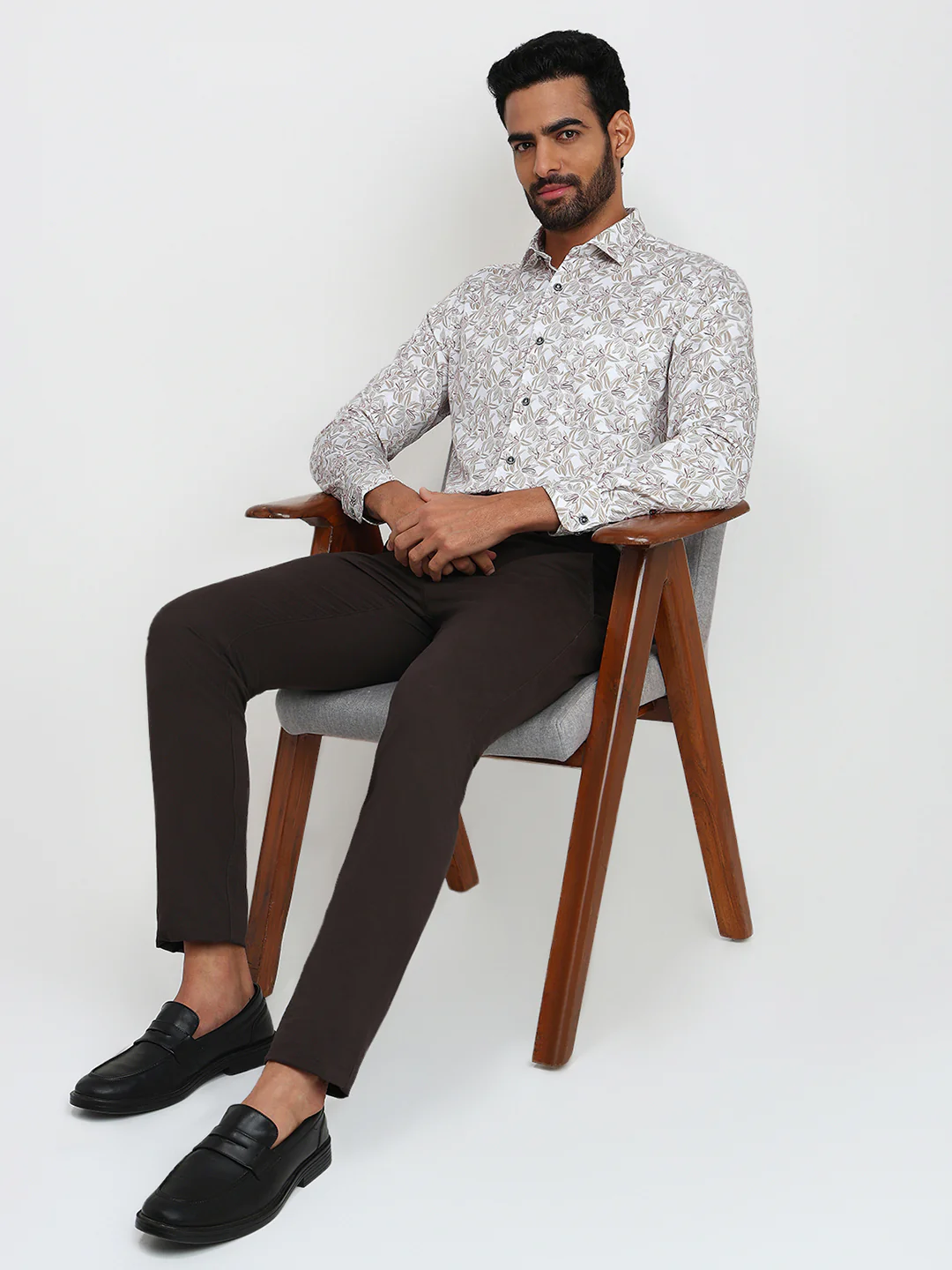 Raymond Men Brown Printed Regular Fit Cotton Casual Shirt - Image 5