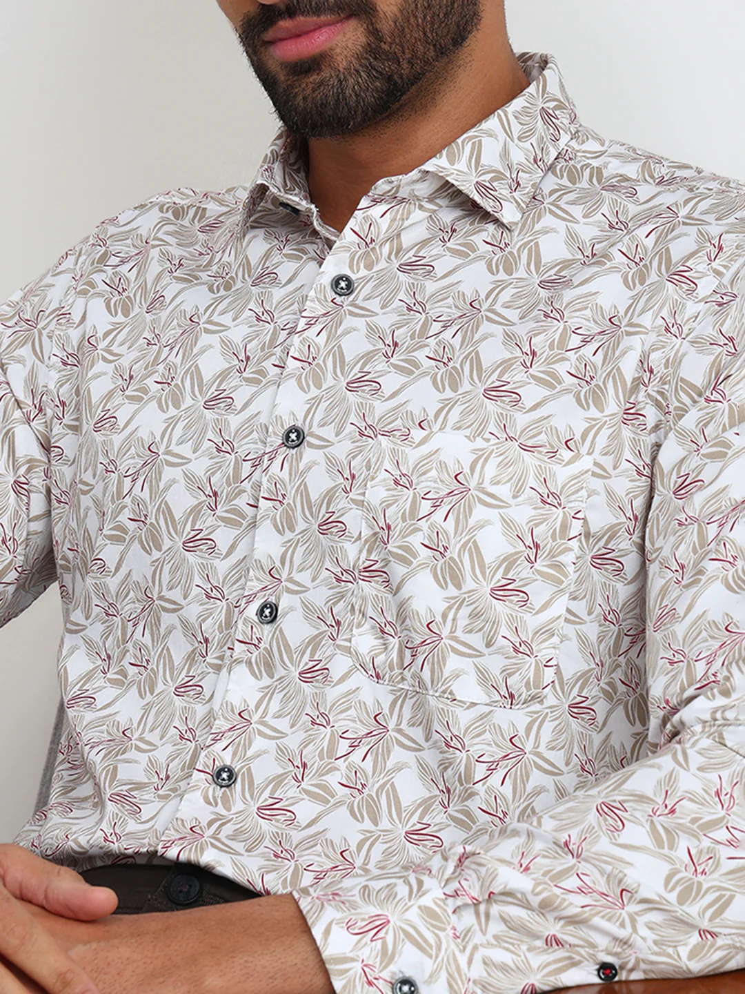 Raymond Men Brown Printed Regular Fit Cotton Casual Shirt - Image 6
