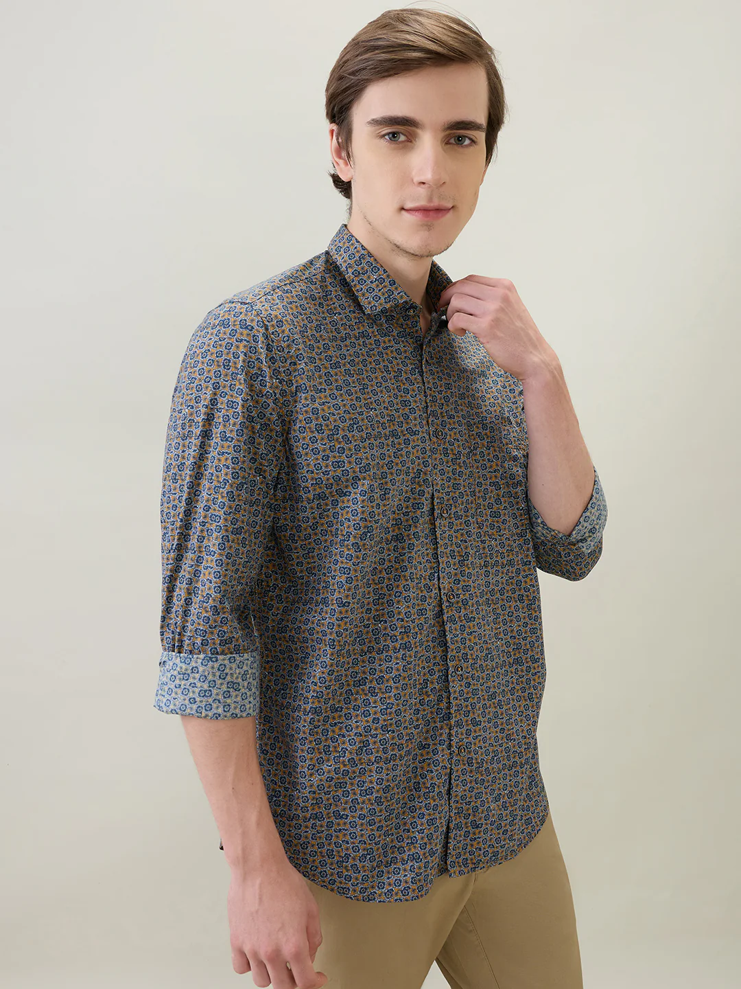 Raymond Men Brown Printed Regular Fit Cotton Full Sleeve Casual Shirt - Image 2