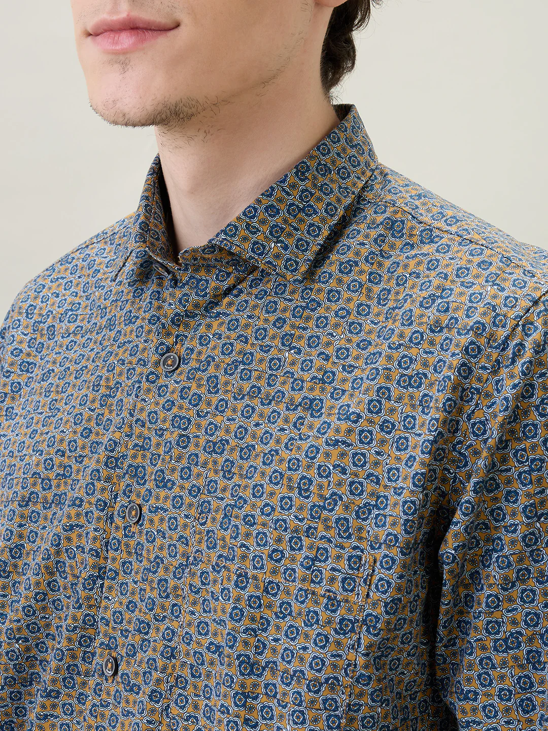 Raymond Men Brown Printed Regular Fit Cotton Full Sleeve Casual Shirt - Image 6