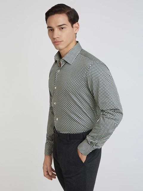Raymond Men Brown Printed Regular Fit Cotton Shirt - Image 3