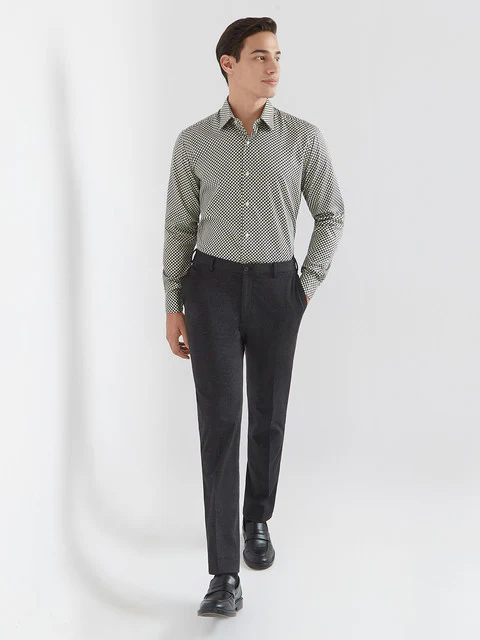 Raymond Men Brown Printed Regular Fit Cotton Shirt - Image 5