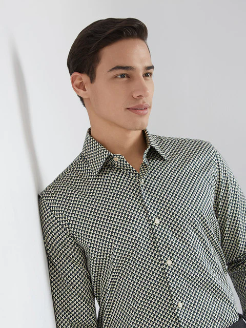 Raymond Men Brown Printed Regular Fit Cotton Shirt - Image 6