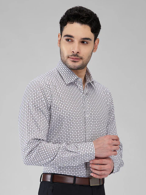 Raymond Men Brown Printed Regular Fit Cotton Shirt - Image 2