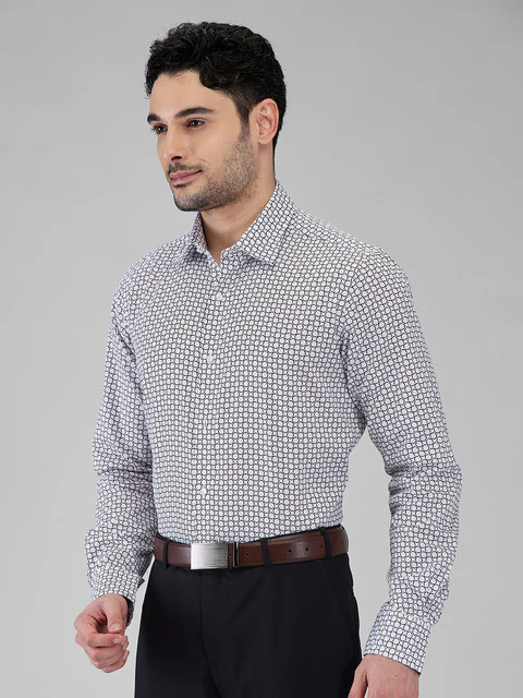 Raymond Men Brown Printed Regular Fit Cotton Shirt - Image 3