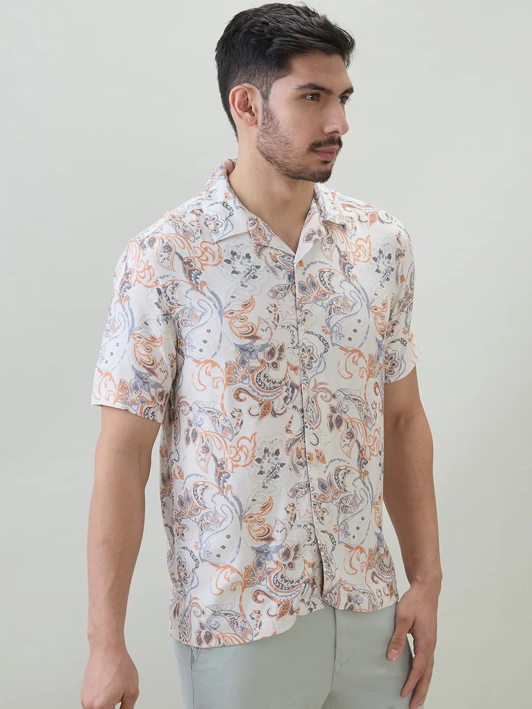 Raymond Men Brown Printed Regular Fit Viscose Blend Casual Shirt - Image 2