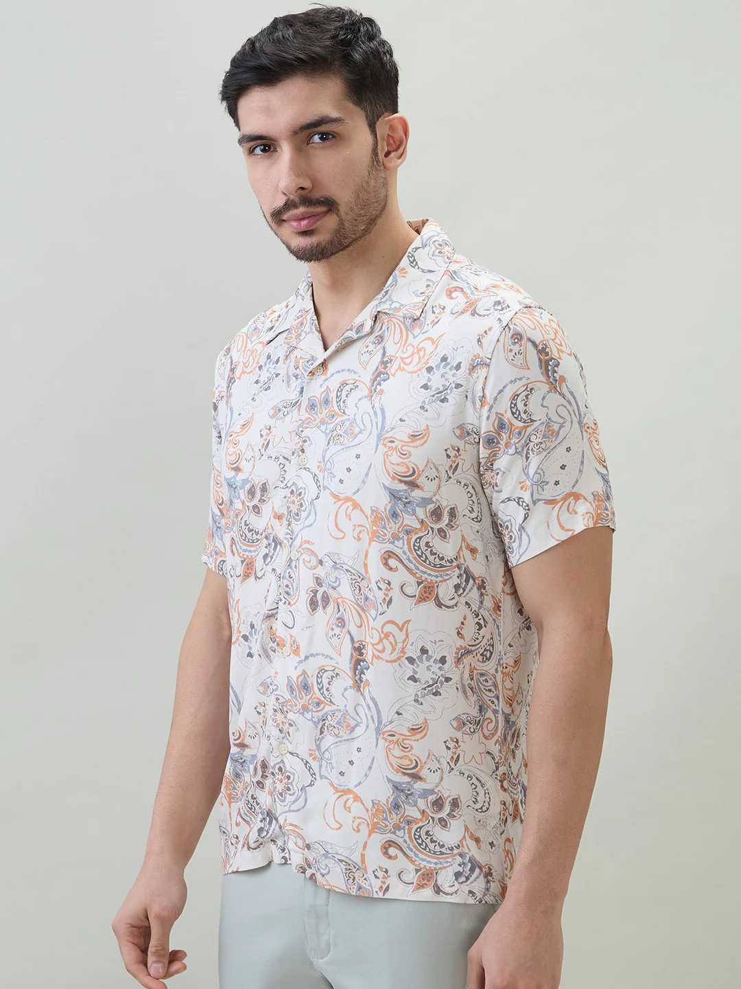 Raymond Men Brown Printed Regular Fit Viscose Blend Casual Shirt - Image 3