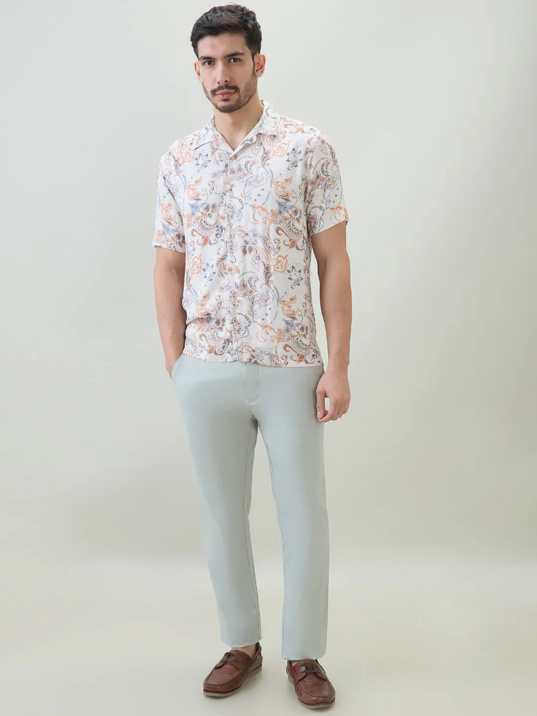 Raymond Men Brown Printed Regular Fit Viscose Blend Casual Shirt - Image 5