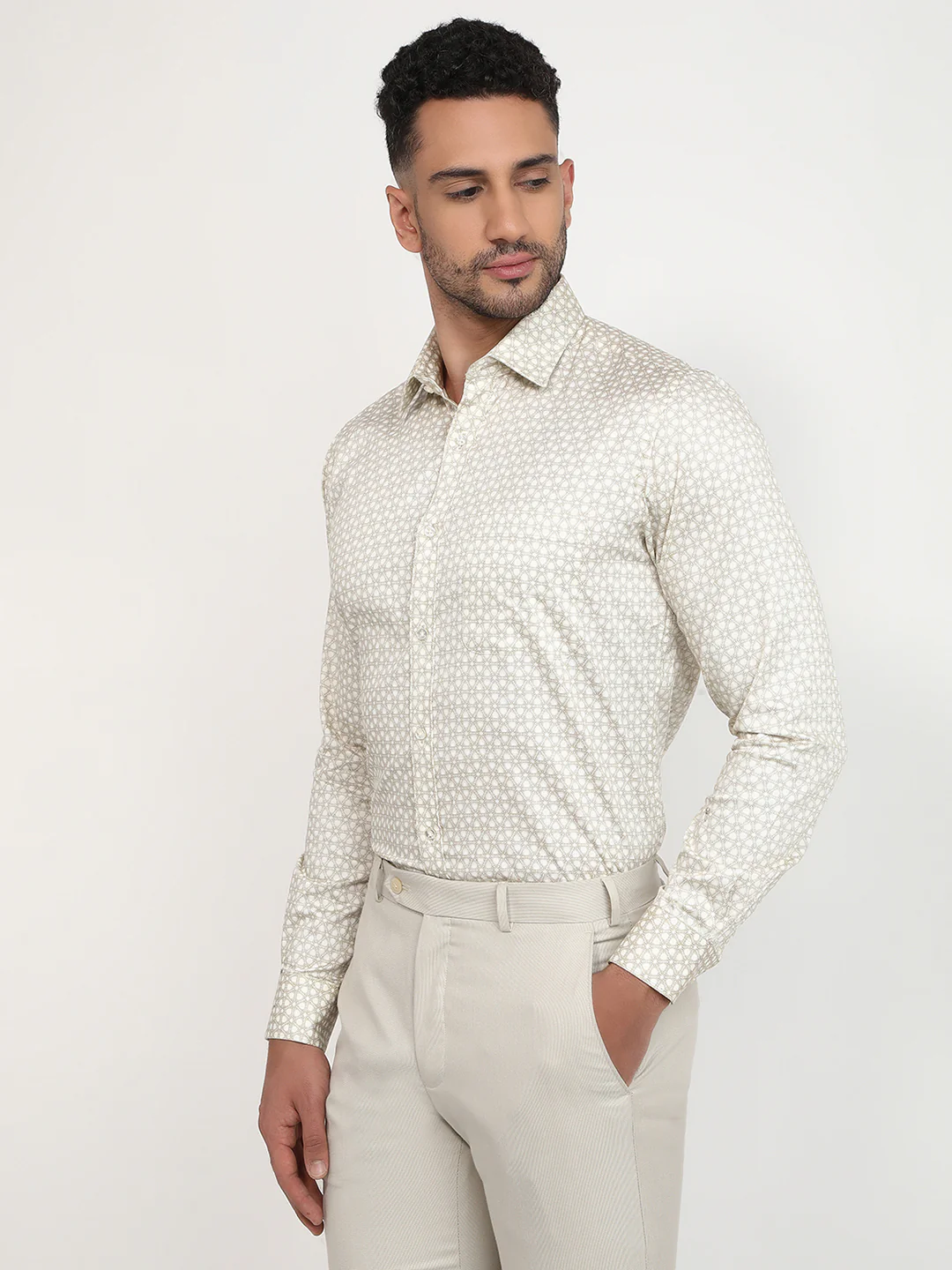 Raymond Men Brown Printed Slim Fit Cotton Formal Shirt - Image 2