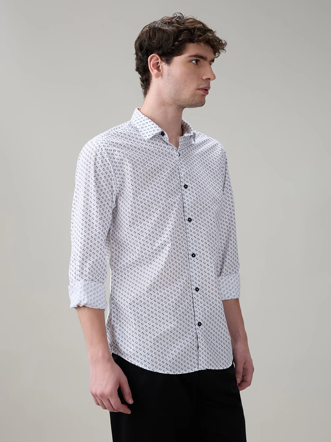 Raymond Men Brown Printed Slim Fit Cotton Full Sleeve Casual Shirt - Image 2