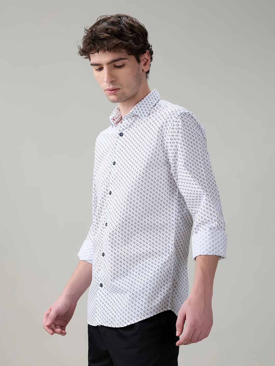 Raymond Men Brown Printed Slim Fit Cotton Full Sleeve Casual Shirt - Image 3