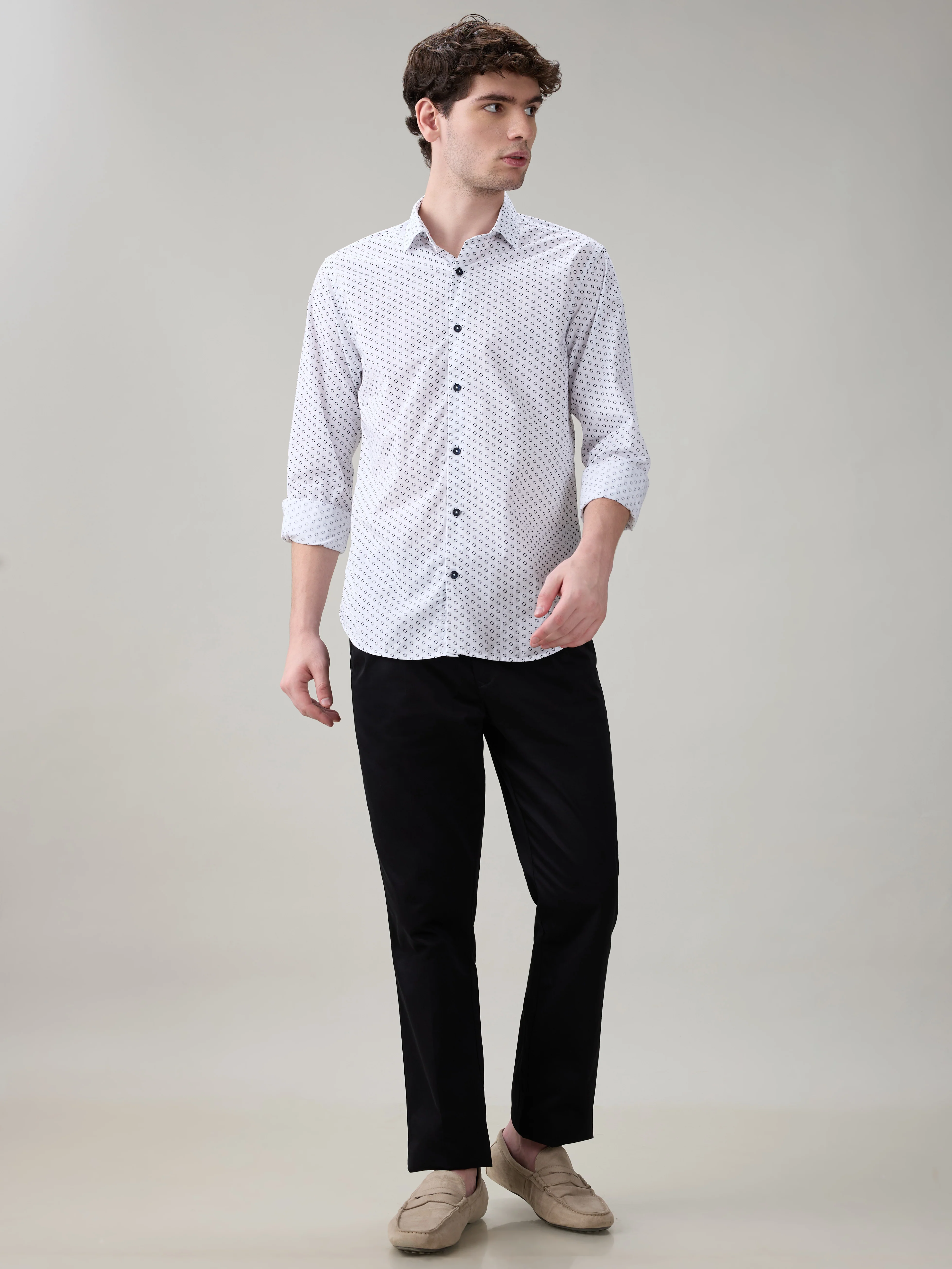 Raymond Men Brown Printed Slim Fit Cotton Full Sleeve Casual Shirt - Image 5