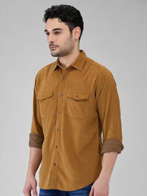 Raymond Men Brown Printed Slim Fit Cotton Shirt - Image 3