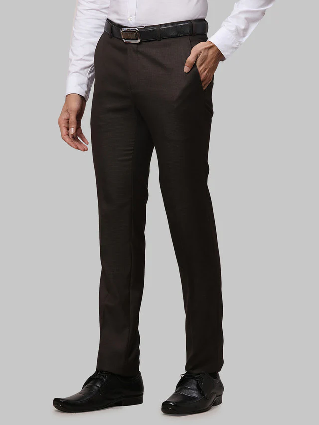 Raymond Men Brown Self Design Slim Fit Trouser - Image 3