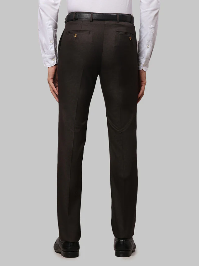 Raymond Men Brown Self Design Slim Fit Trouser - Image 4