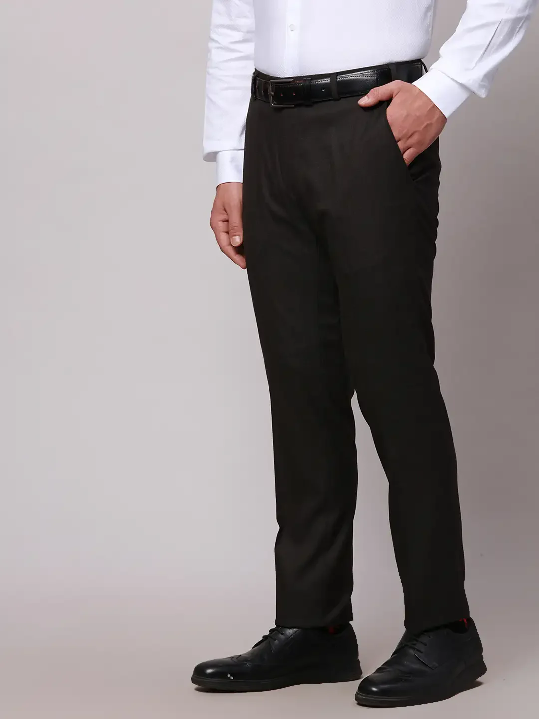 Raymond Men Brown Slim Fit Checks Polyester Trousers - Image 3