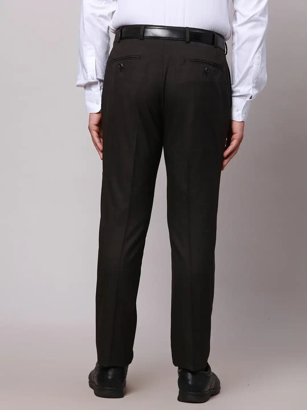 Raymond Men Brown Slim Fit Checks Polyester Trousers - Image 4