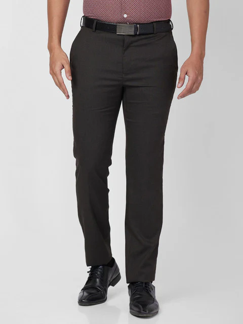 Raymond Men Brown Slim Fit Checks Trouser