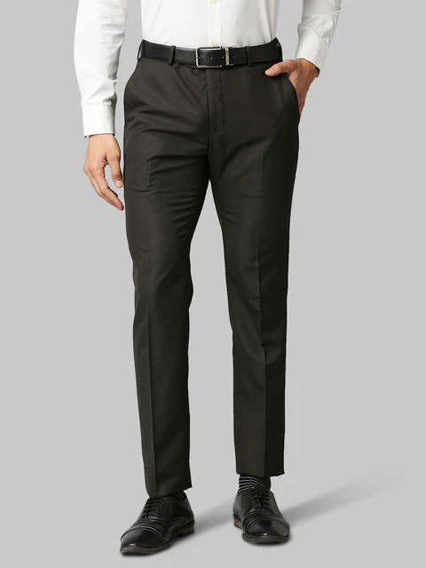 Raymond Men Brown Slim Fit Checks Trouser