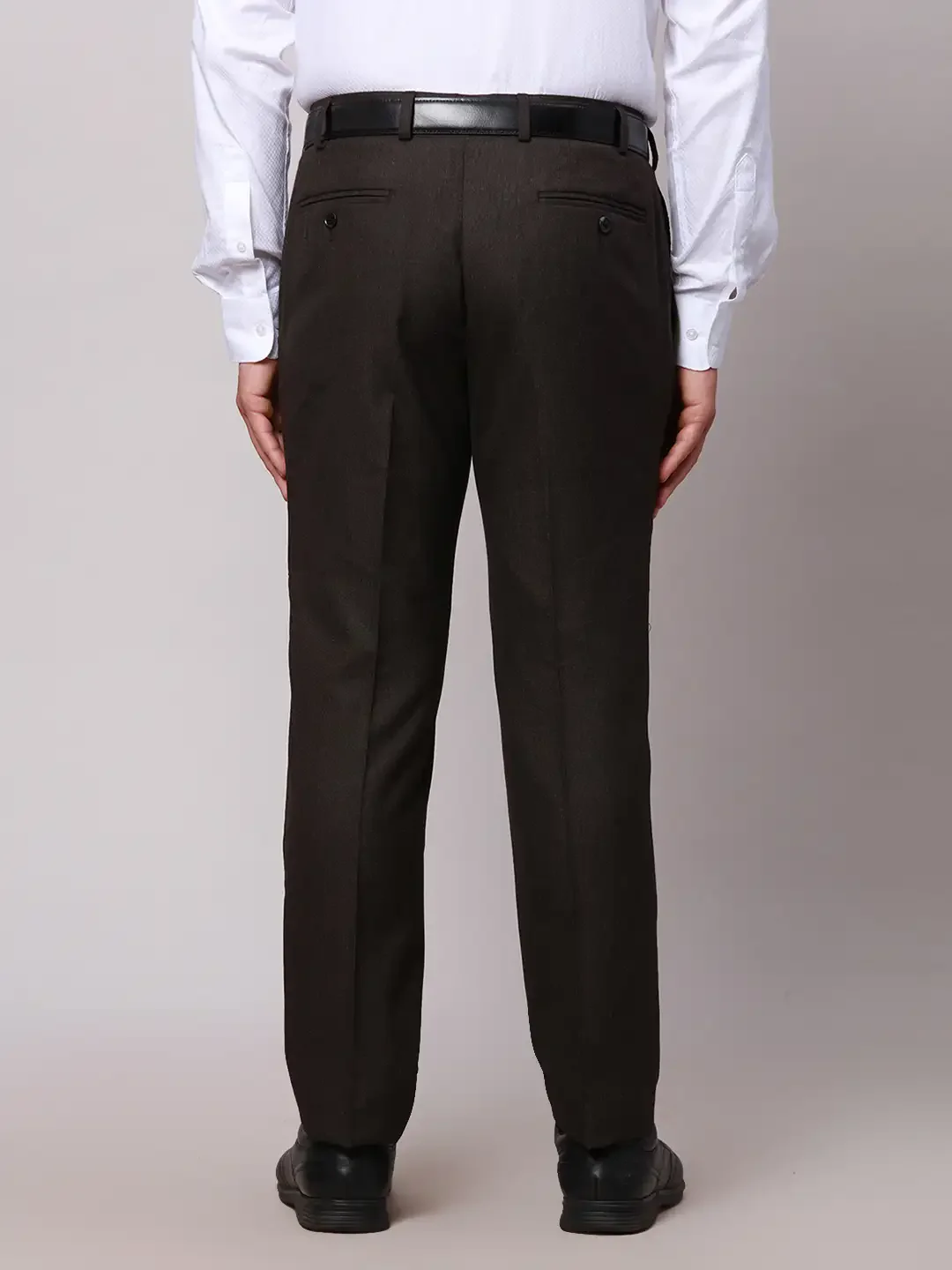 Raymond Men Brown Slim Fit Structure Polyester Trousers - Image 4