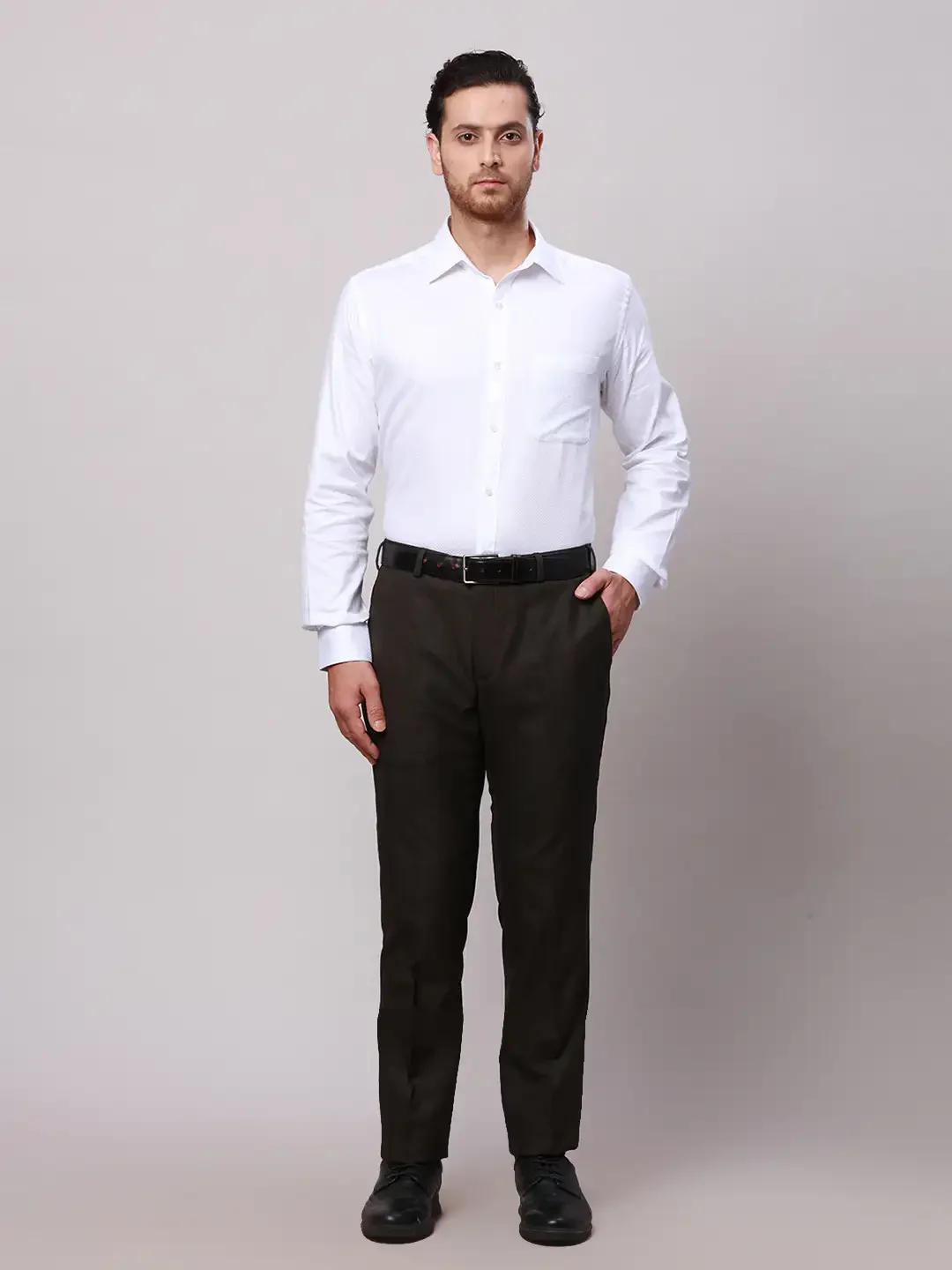 Raymond Men Brown Slim Fit Structure Polyester Trousers - Image 5