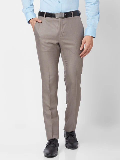Raymond Men Brown Slim Fit Structured Trouser