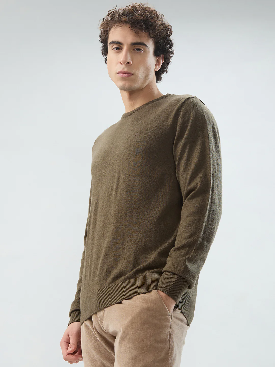 Raymond Men Brown Solid Acrylic Sweatshirt - Image 3