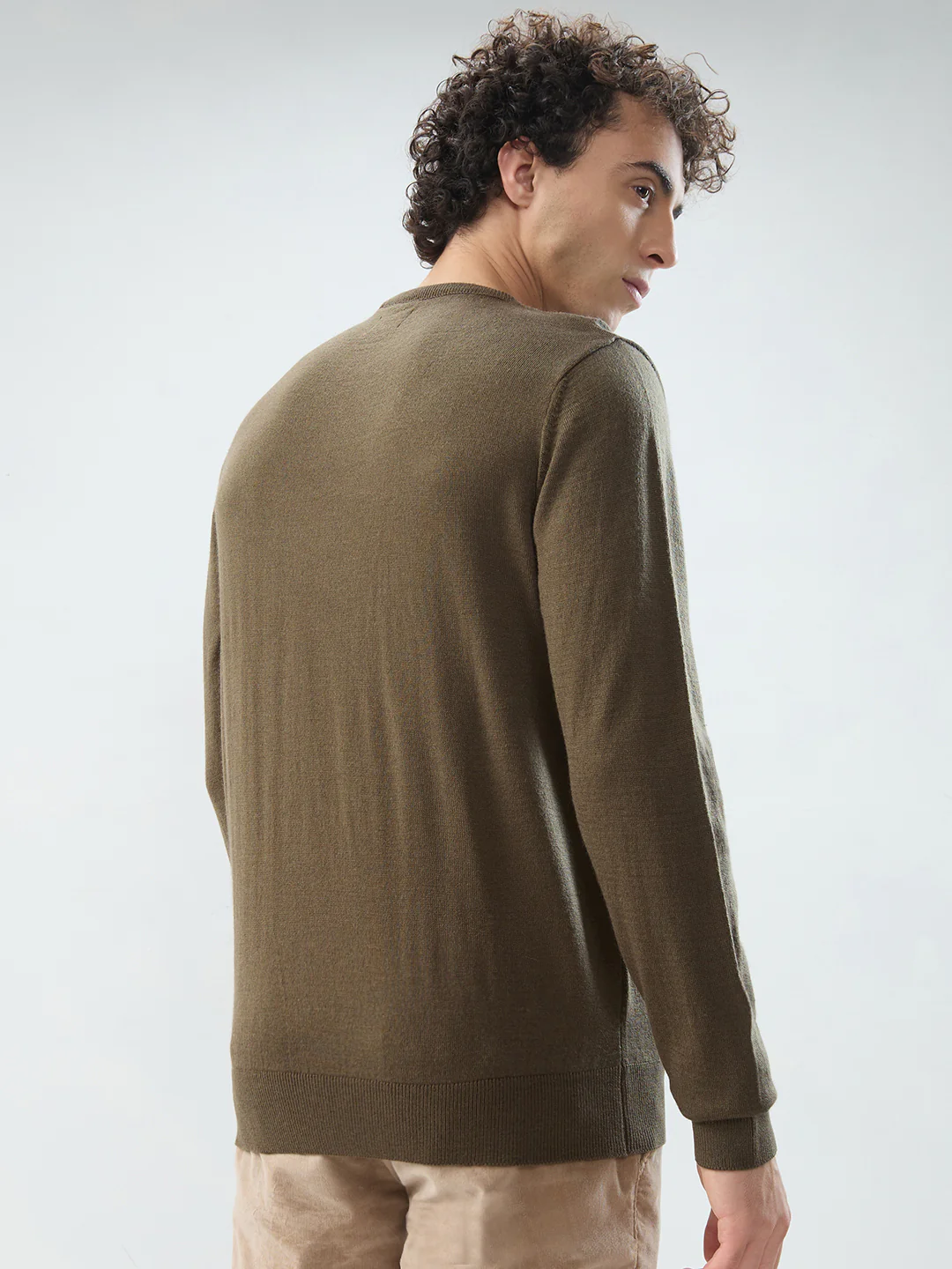 Raymond Men Brown Solid Acrylic Sweatshirt - Image 4